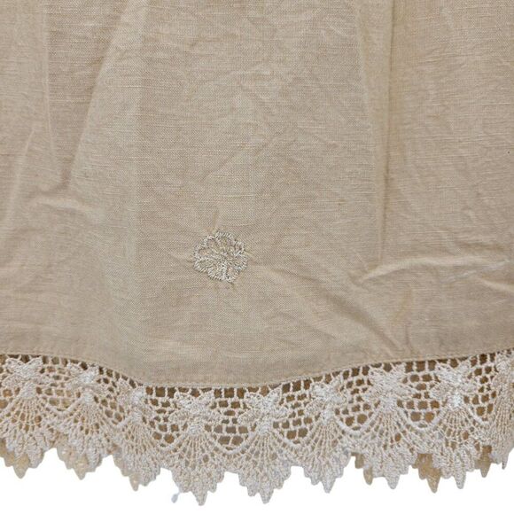 Vintage 2pc Linen Pants Outfit M Elastic High Rise Wide Pockets Lace Trim Tank - Picture 4 of 16